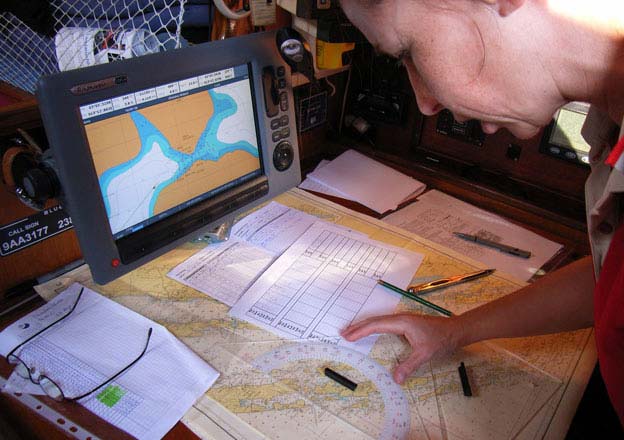 Navigation auf Seekarte im Segelkurs